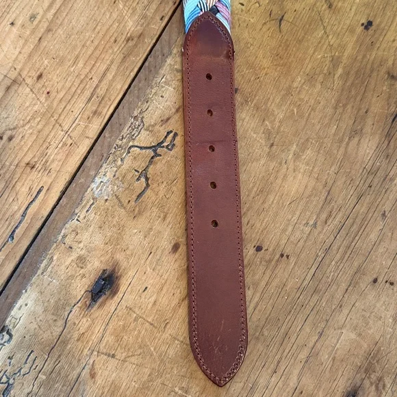 Peter Millar braided cotton/leather belt made in Italy